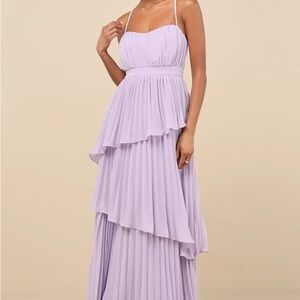 NWT Lulu's Lavender Pleated Maxi Dress